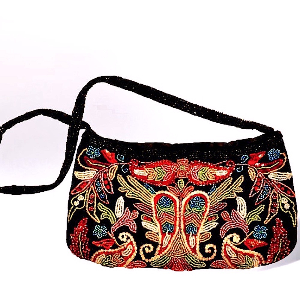 Y2K 2002 Express Black Purse Beaded Boho Design
